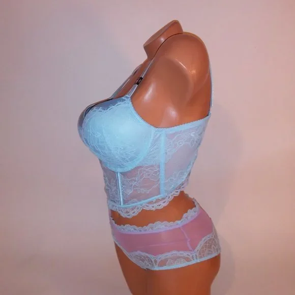 Victoria Secret Bra Set 36C Bombshell Push Up Medium Cheeky Panty Light …
